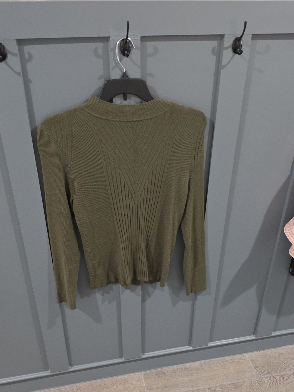 INC International Concepts Olive Ribbed Long-Sleeve Top